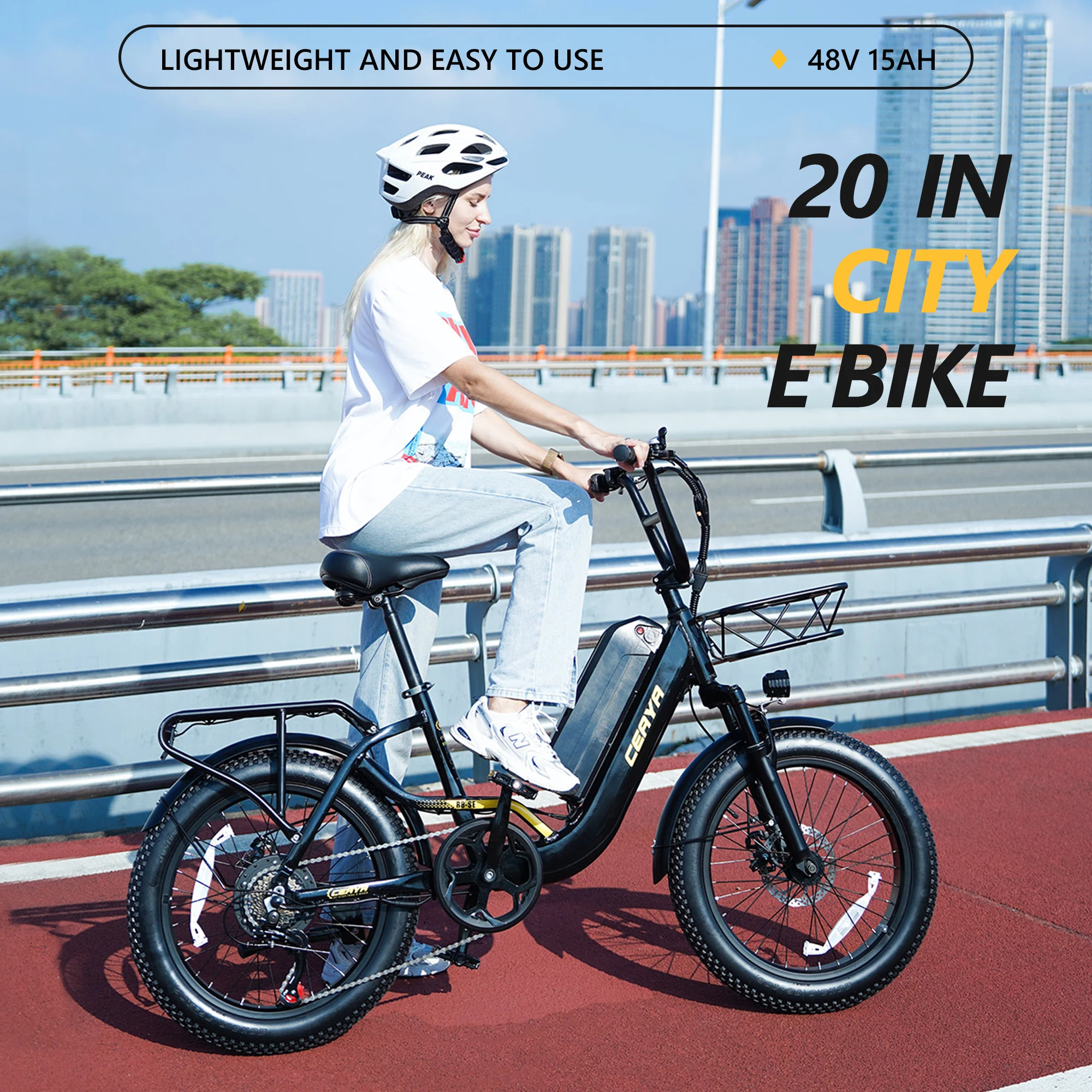 YDD-R8SE 750W Motor 48V15AH Removable Battery 7 Speed Electric Bike 20 * 3 Fat Tires 7 speed ebike Adult City Commuter Bicycle