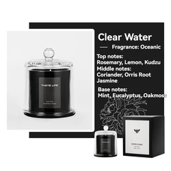 Luxurious Soy Wax Aromatherapy Candle with Elegant Glass Cloche, Gift - Ready Decor (Clear Water)
