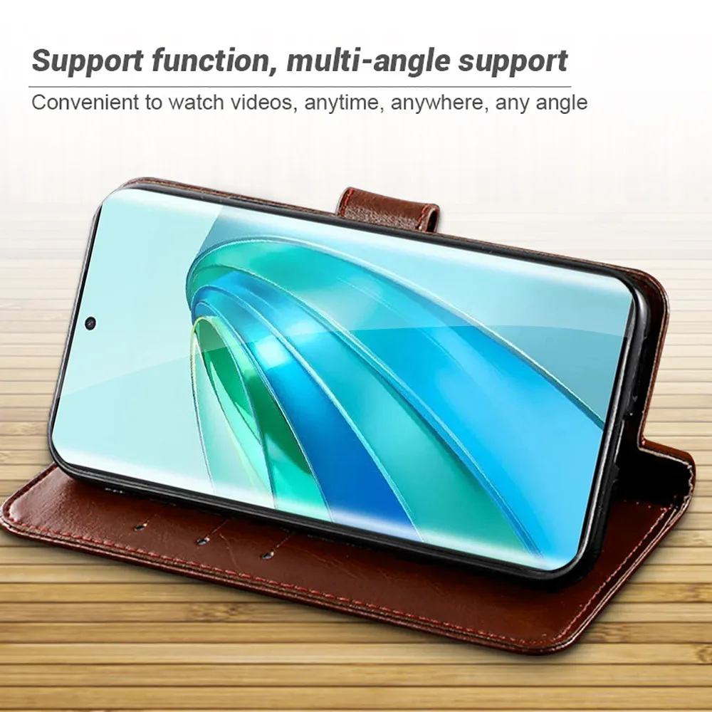 Leather Magnetic Flip Stand Cover - Shockproof Card Wallet Book Coque