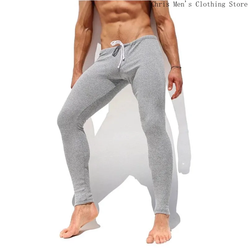 Soft and Comfortable Slim Foot Pants Autumn and Winter New Men's Elastic Striped Knitted Pants Men's Elastic Fitness Pants Gym 2