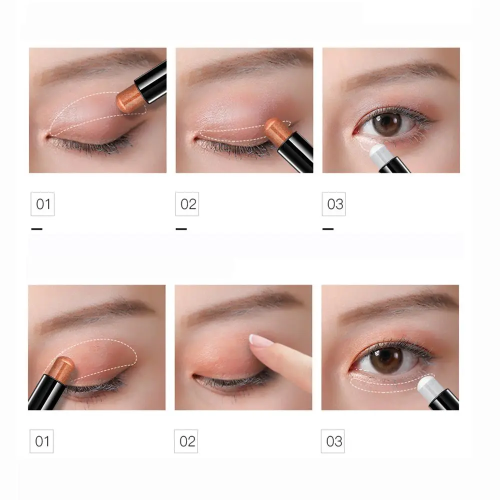 Double Head Eyeshadow Stick Colorful Shimmer High Pigmented Waterproof Cream Eyeshadow Pencil Long Lasting Makeup Cosmetic Eyeshadow Stick