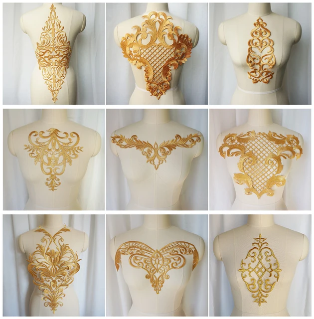 Large Gold Applique. Sew on for formal, bridal, or dance.