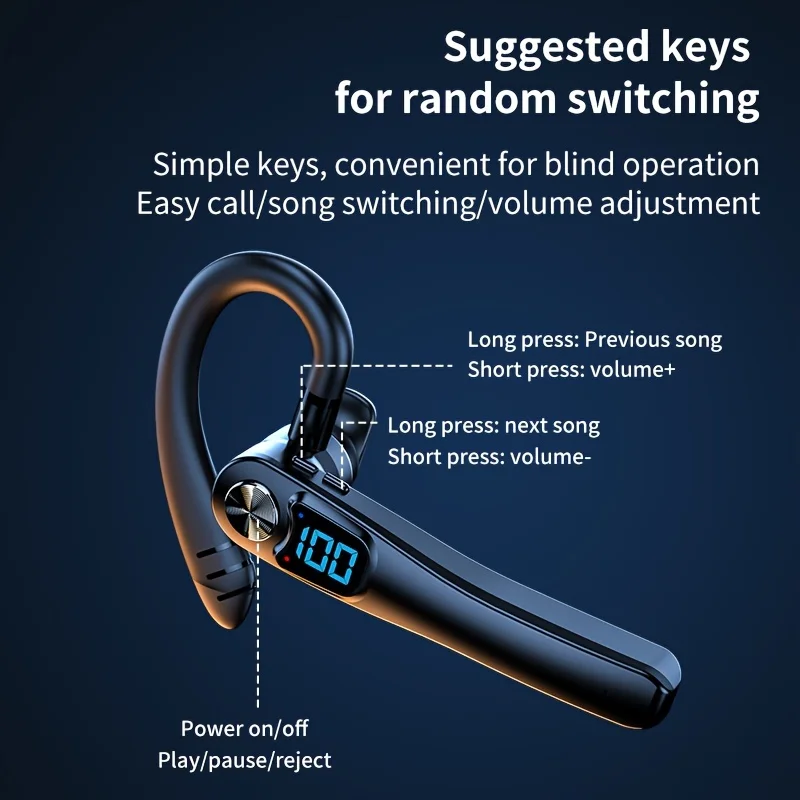 X7 Single Ear Headset With Mic Wireless 5.2 Earphone Noise Cancelling Waterproof Earpiece Wireless Handsfree Long Standby Time 3