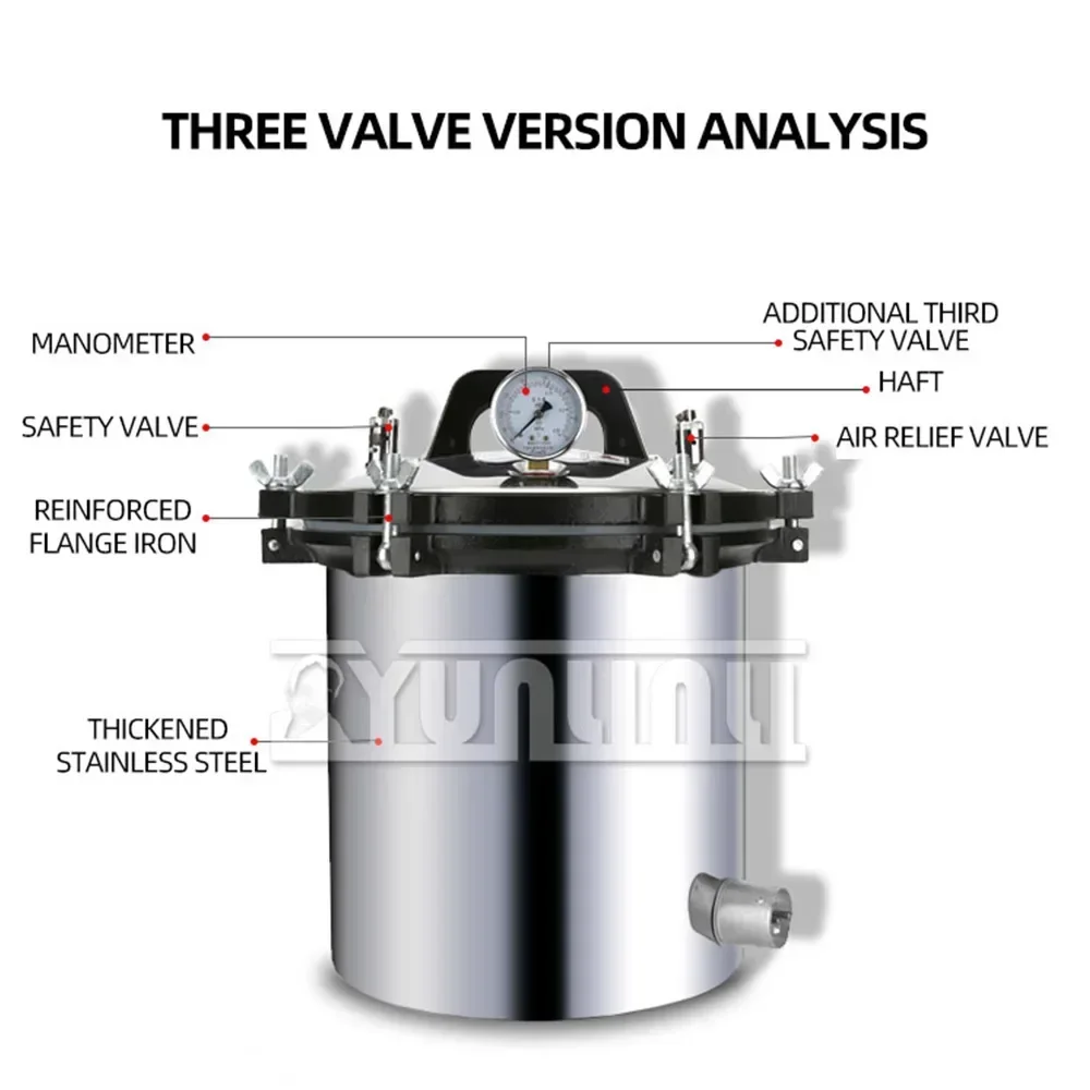 New 24L Portable Sterilization Pot Fully Automatic Vertical Steam High-pressure Sterilization Pot