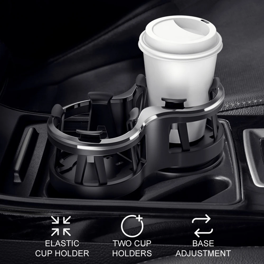 ABS Black Car Cup Holder 2 in 1 Double Hole Water Bottle Holder