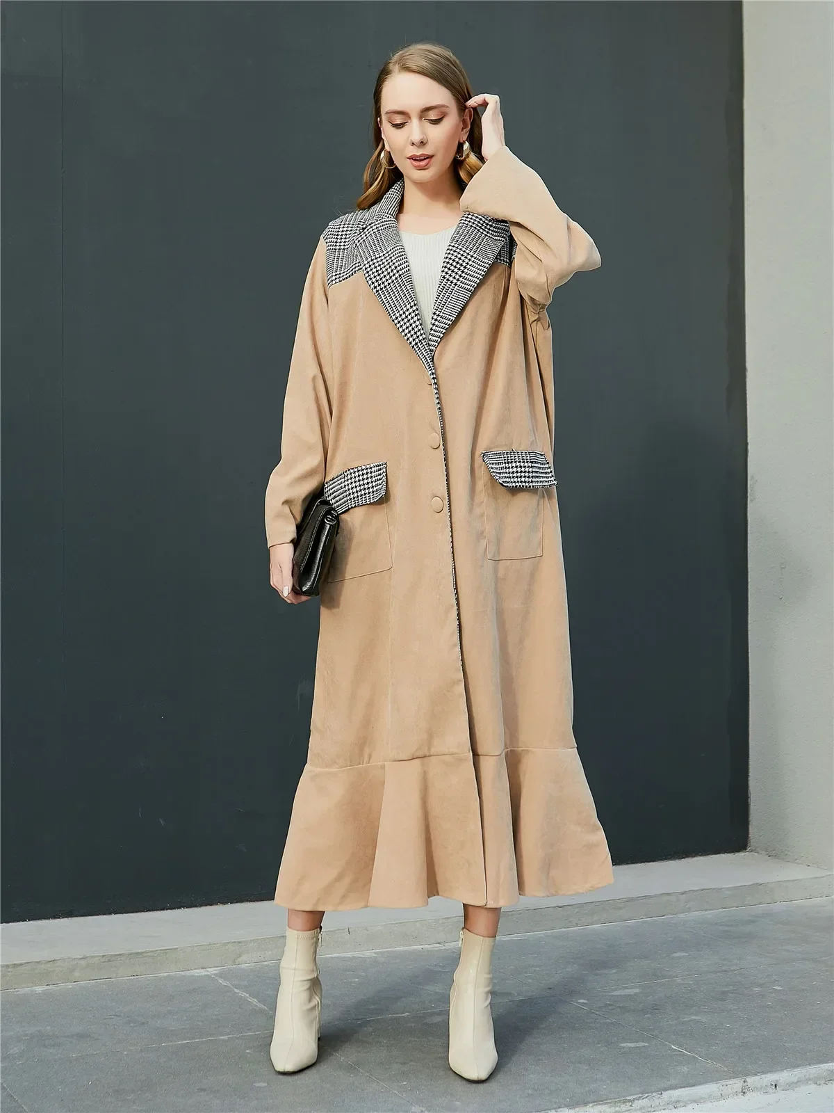 Winter Trench Coat for Women Clothing Women's Long Jacket Khaki Casual Loose Fit Spring Autumn Fall Woman Clothes Outerwear