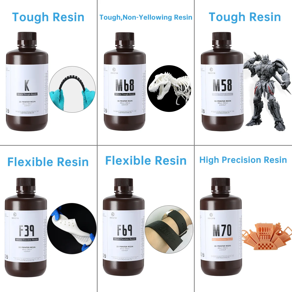 

Resione 1KG Photopolymer ABS Like Tough Flexible Dental Transparent UV Resin 3d For Elegoo Anycubic Resin 3d Photon Resin