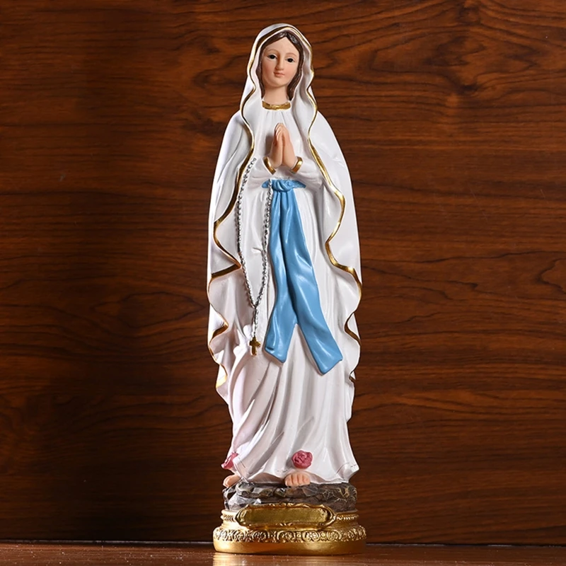Catholic Blessed Mother Mary Statue Tabletop Ornaments Resin Figurines 12 Inch for Religious Home Decoration Crafts Gifts