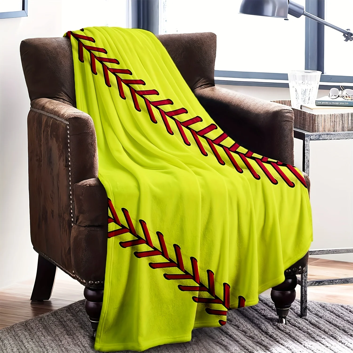 1pc Softball Pattern Blanket Fleece Throw Blankets 127.0X152.4 cm For Bed Couch Sofa 5