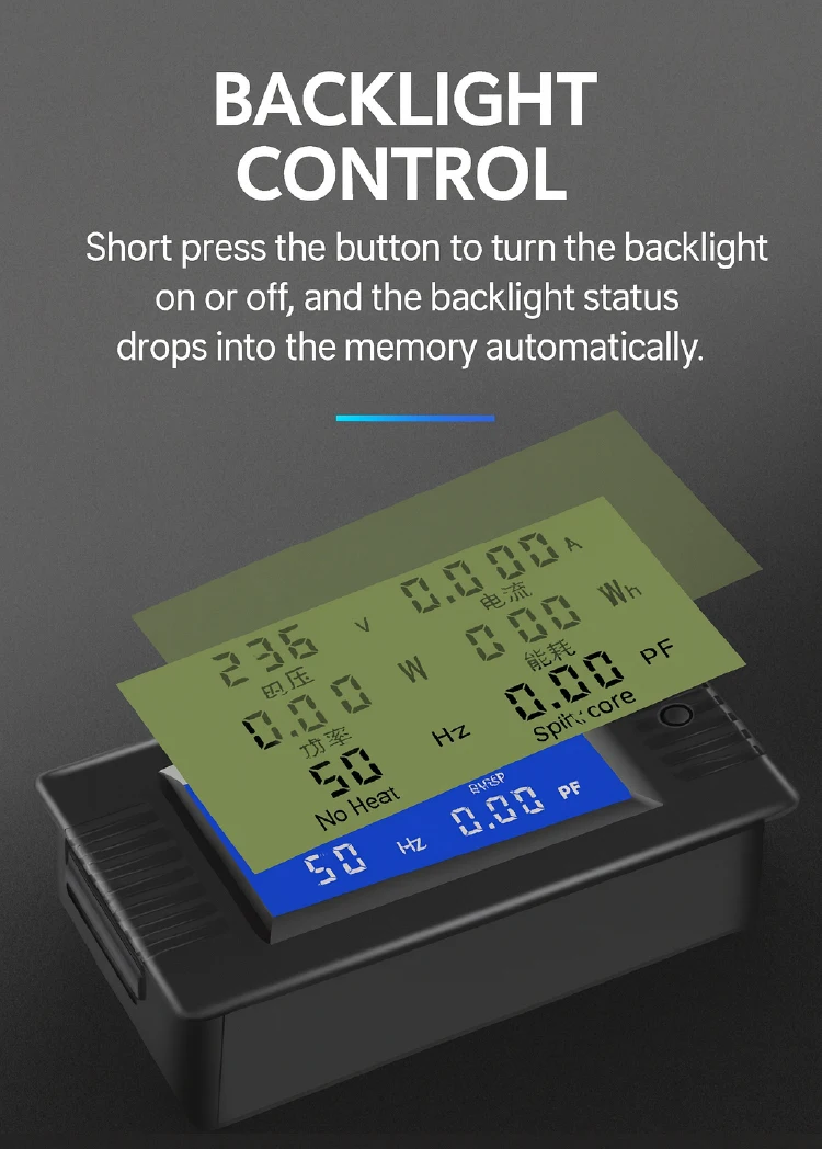 PZEM-022 English Ver. AC Digital Multi-Functional Power Monitor LCD Display AC 8