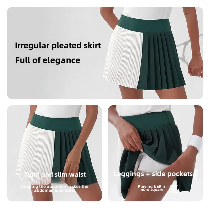 New Spring And Summer New Contrast Color Yoga Skirts Tight Stretch Golf Tennis Skirt Anti-exposure Running Sports Short