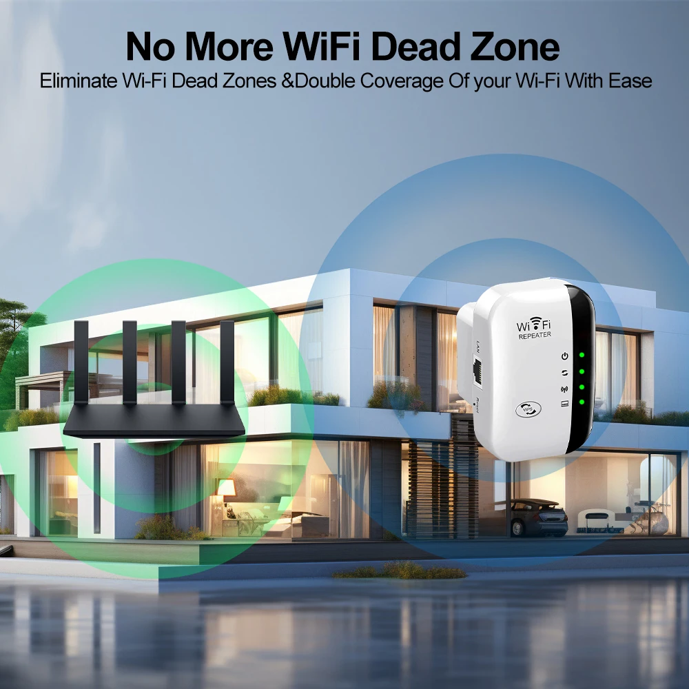WiFi Repeater Magecam 300Mbps Wireless Range Extender 4 Status Light Long Range Amplifier