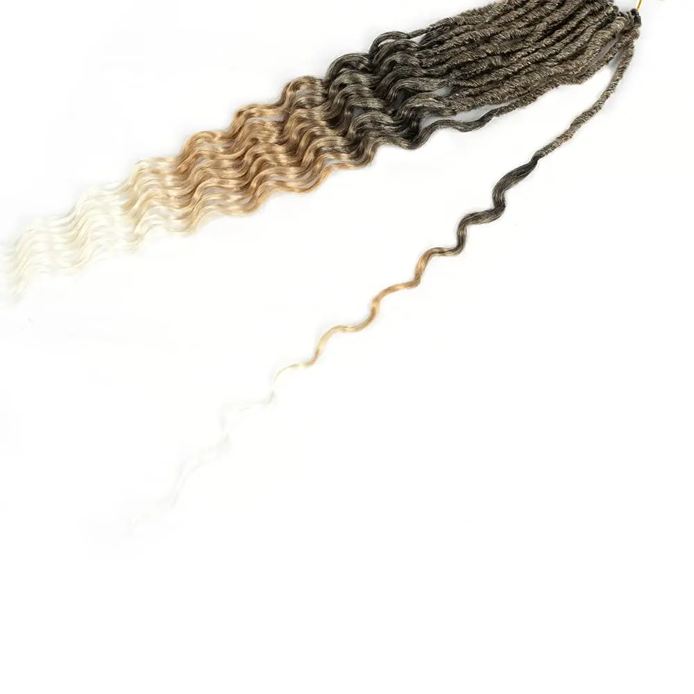 14-inch synthetic (35.5 cm) goddess crocheted hair 1 piece with new soft faux crocheted deep wave pre-loop extensions for women