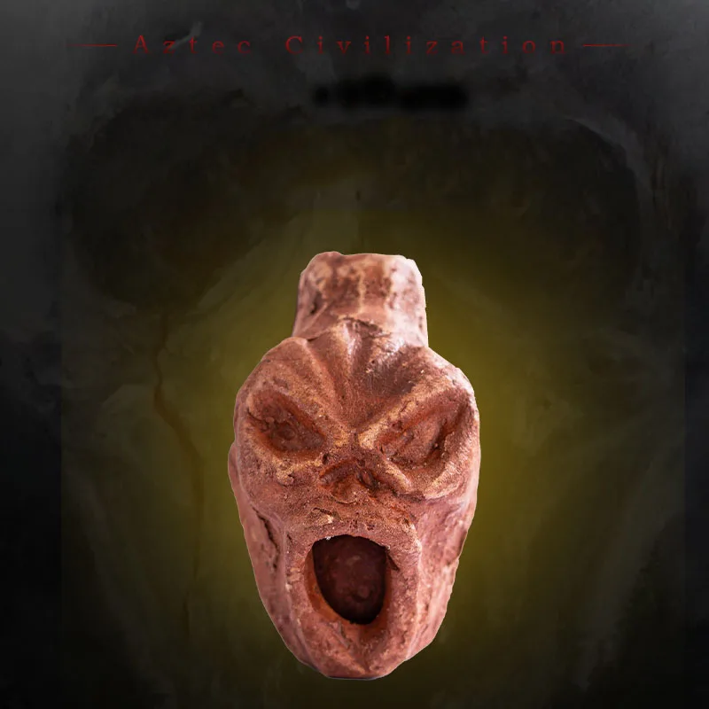 Skull Aztec Ceramic Party Whistle for Halloween and Stress Relief