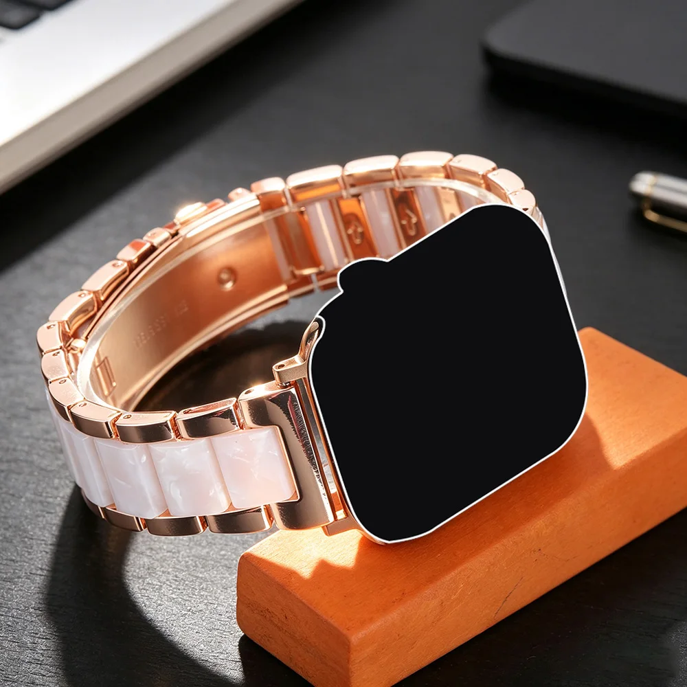 Elegant Two-Tone Metal Resin Watch Strap