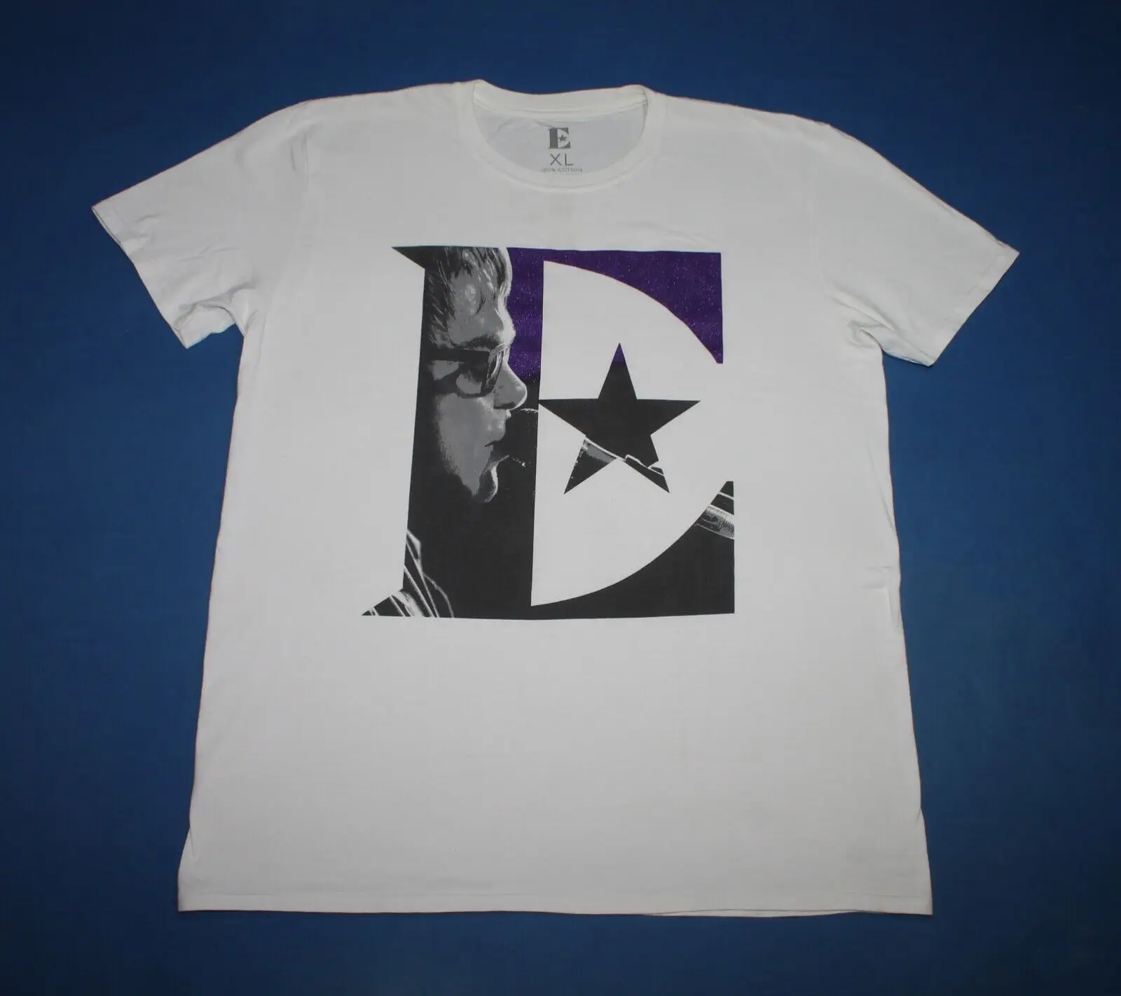 Maglietta Elton John World Tour 2017 Glam Rock White Maniche Lunghe O Corte Extra Large Da Uomo