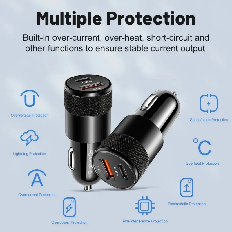 Caricabatterie USB per Auto 15W Tipo C, Adattatore di Ricarica Rapida per Telefono, Presa Accendisigari - Image 4