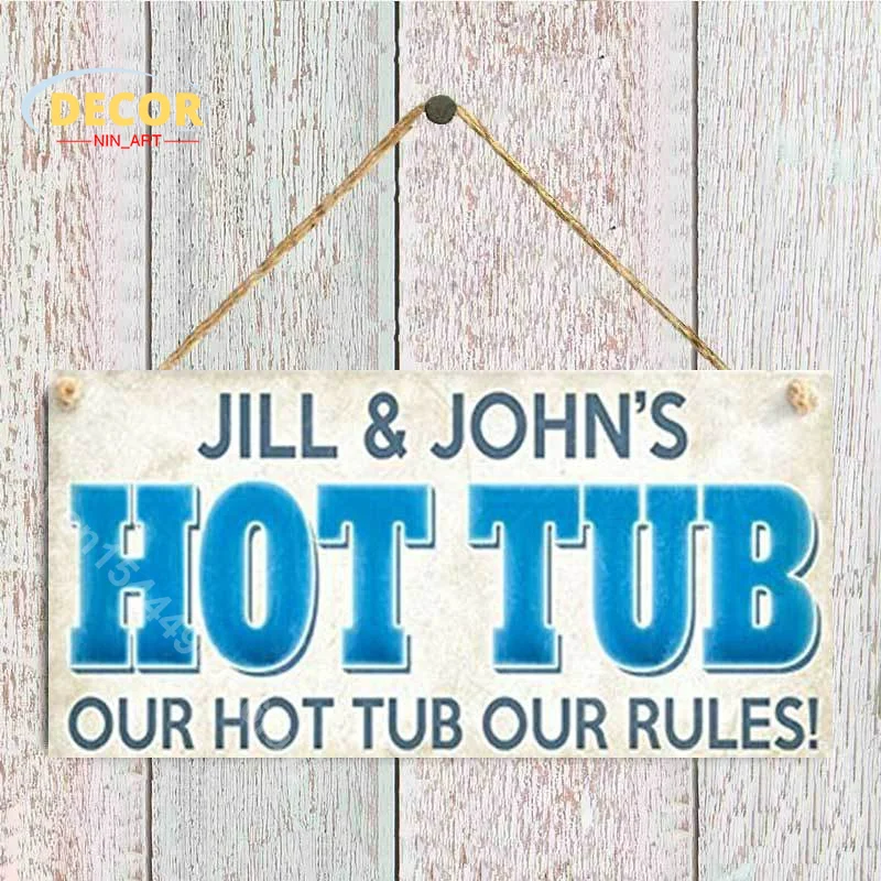 

Hot Tub Wood Sign for Welcome Wooden Plaque Painting Picture Rule Hanging Plaques Home House Room Bar Pub Wall Door Decoration
