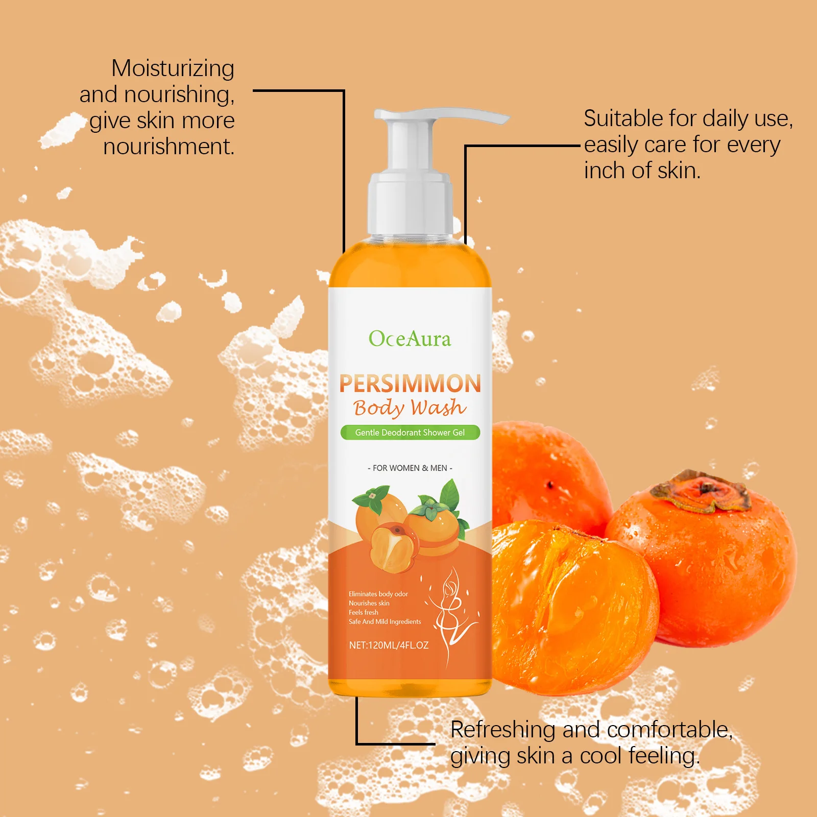 Cleansing Body Wash Anti Odor Purify Dirt Long Lasting Fragrance Refreshing Bathing Hydrating Deodorizing Smoothing Shower Gel