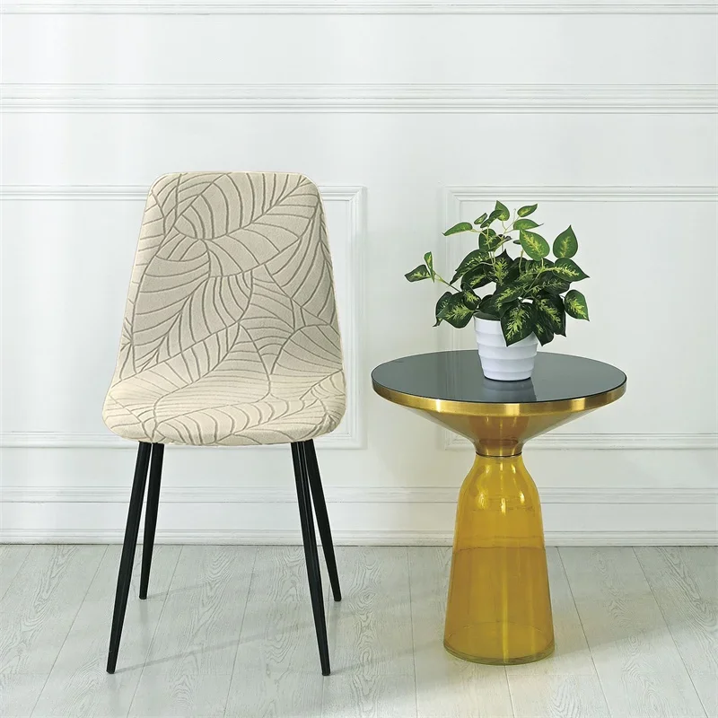 Elegant Stretch Shell Chair Covers with Leaf Design for Dining, Bar, Hotel, and Event Seating