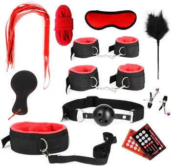 Bdsm SexLove Set BDSM Kits Adults Sex Toys for Women Men Handcuffs Nipple Clamps Whip Spanking Sex Metal Anal Plug Vibrator Butt 2