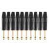 Gold Plating 10Pcs Plug Mono Professional 2 Pole 6.35 Mm 6.5Mm Stereo Jack Plug Neutrik 6.35Mm Jack Black 1