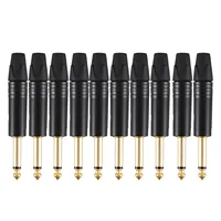 Gold Plating 10Pcs Plug Mono Professional 2 Pole 6.35 Mm 6.5Mm Stereo Jack Plug Neutrik 6.35Mm Jack Black 1
