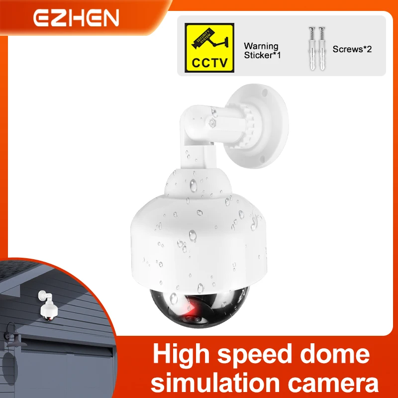 Fake Dummy Camera Outdoor IP54 Rainproof Security Surveillance Flash Dome Camera with CCTV Warning Sticker, ip camera,surveillance camera,wifi ip camera