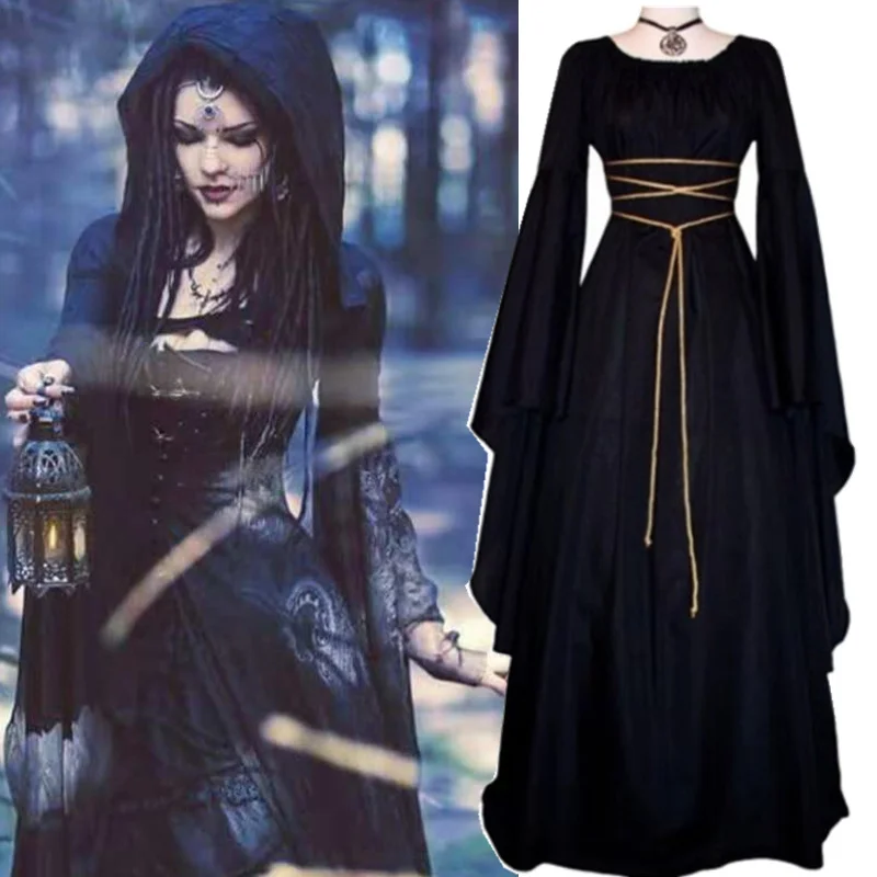 Medieval Witch Dress For Women Cosplay Vampire Bride Halloween Carnival ...