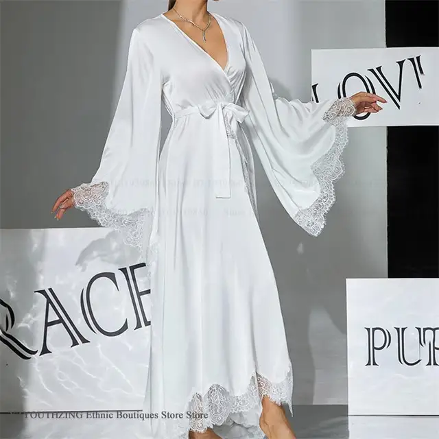 103979-0f8708.jpg Robe de mariée de luxe en dentelle, peignoir élégant en soie satinée, longue nuisette, nouvelle collection d'été, lingerie et vêtements d'intérieur