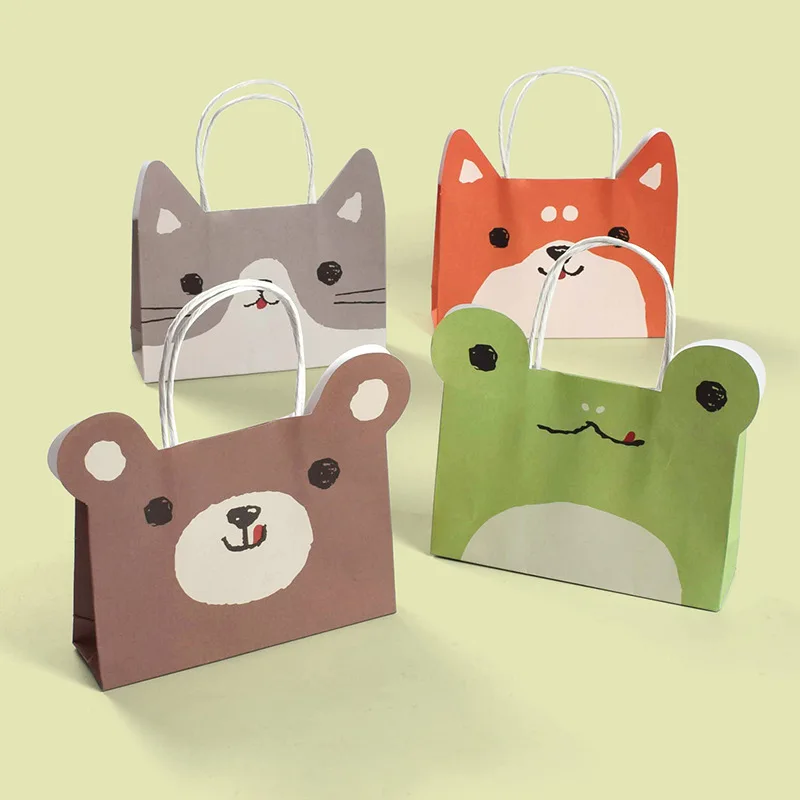 

50Pcs Cute Paper Cartoon Portable Candy Gift Bag Bear Frog Gift Bag Birthday Party Decorations Kids Gift Cookies Packaging Bags