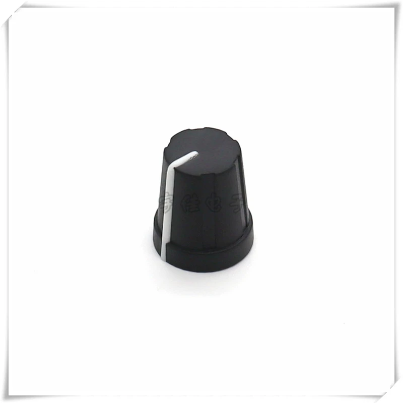 10PCS Potentiometer Knobs Black Half Shaft Handle Knob Cap Rubber 0 Degree Indication D Hole