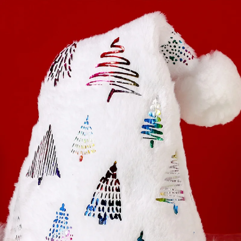 White Soft Plush Christmas Hat Party Snowflake Santa Hats White Xmas Decoration Hat New Year Decoration Holiday Party Supplies