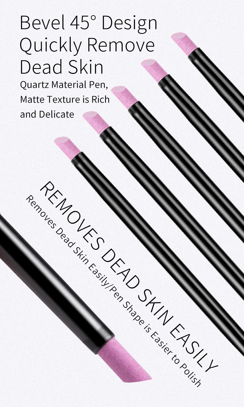 Description Picture 6 of item5Pcs Quartz Pen Nail  Cuticle Pushers Nail Polish Manicure Stick Nail Files Grinding Pen Dead Skin Remover for Natural Nail