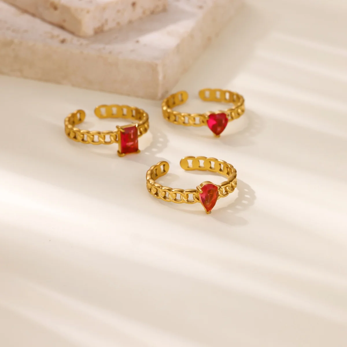 Zircon Women Rings Gold Stainless Steel