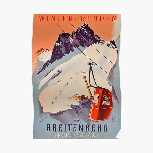 Vintage German Gondola Sport Ski Travel Poster Wall Home Print Room Art Picture Decoration Vintage Decor Painting No Frame