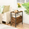 End Table, Narrow Chairside Table with Drawer and Open Storage Shelf, Nightstand for Small Spaces, Stable and Sturdy Constructio 1