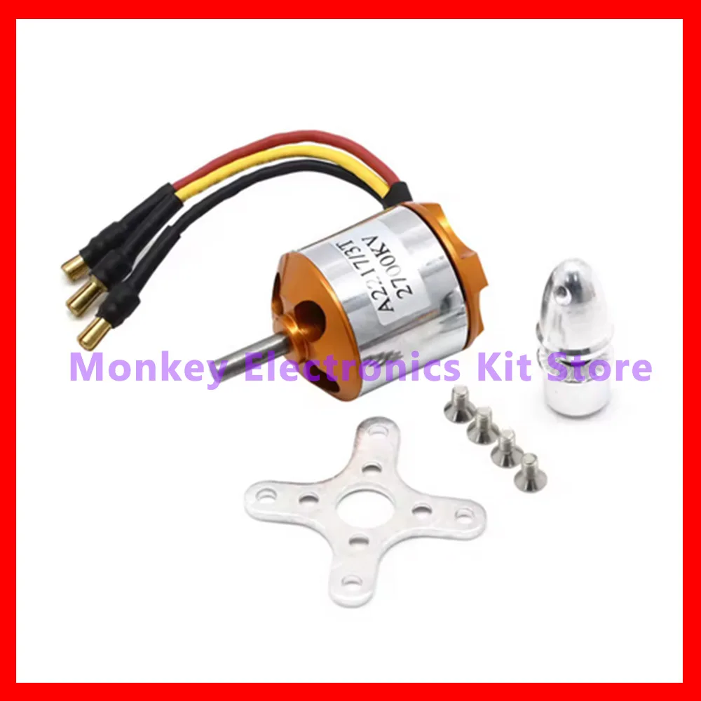 Vue rapprochée du moteur brushless haute performance avec câbles et connecteur, conçu pour RC voiture bateau avion