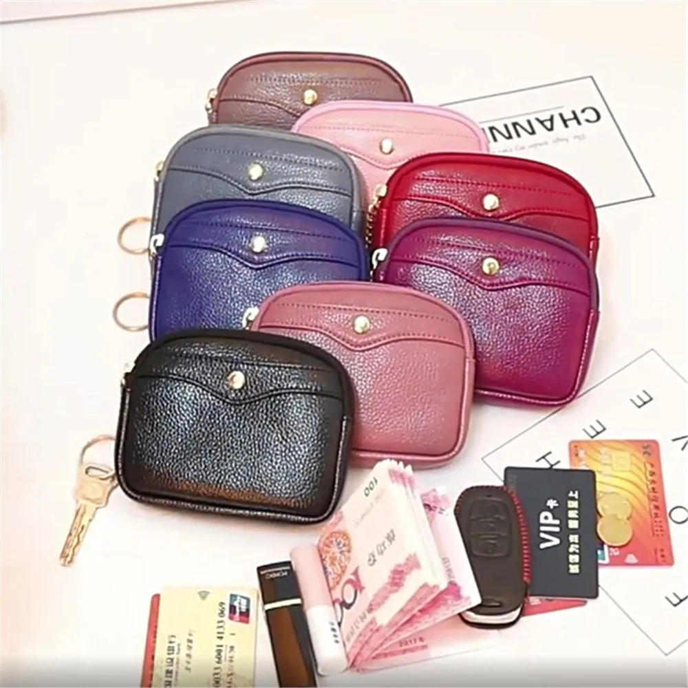 Women's Heart Shape Small Coin Wallets PU Leather Zipper Key Ring Tassels  Card Holder Mini Purse Cute Portable Female Clutch Bag - AliExpress