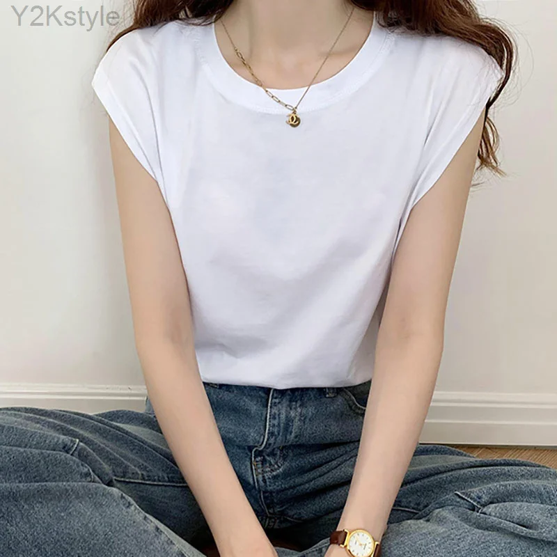 

Women's Sleeveless Tank Tops Basic Loose Tunic T Shirts Batwing Sleeve Solid Color Casual Tee