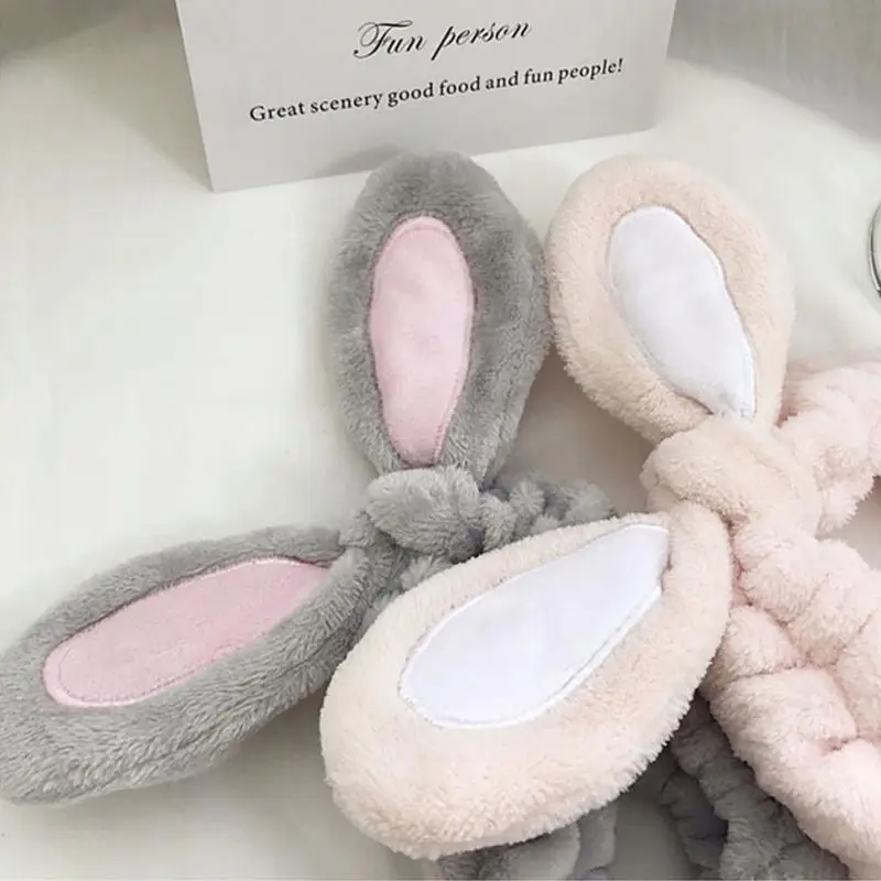 

Повязка на голову женская с милым Кроликом, эластичная лента с бантом, тюрбан для мытья лица, милый держатель для волос, Дамские аксессуары для волос с заячьими ушками