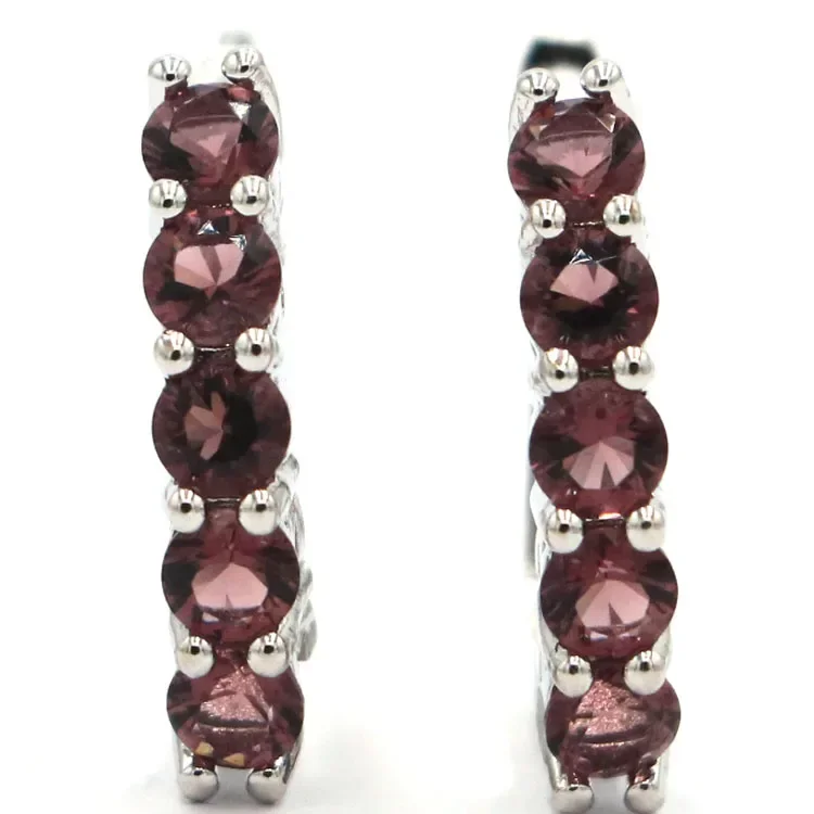 3.5g 925 SOLID STERLING SILVER Earrings Unheated Green Peridot Purple Spinel White CZ High Trendy Polished