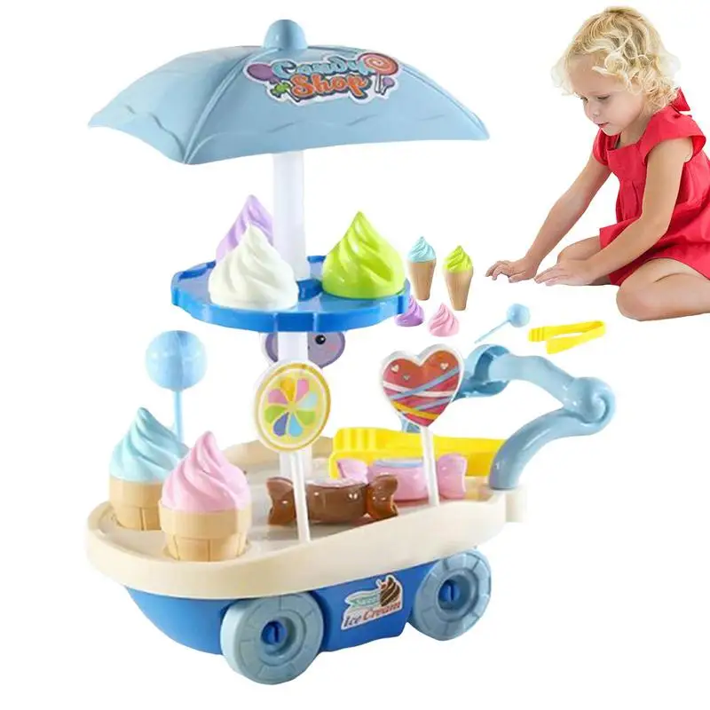 

Ice Cream Cart For Kids Simulation Kitchen Pretend Cart Toys Kid Ice Cream Lollipop Food Sorting Stacking Toys For Toddler Child