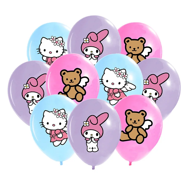 thumbnail image 1 of Juego de decoración con globos para fiesta de cumpleaños de niña con temática de Hello Kitty de Sanrio, vajilla desechable, fondo con bandera para baby shower, 1 of 4