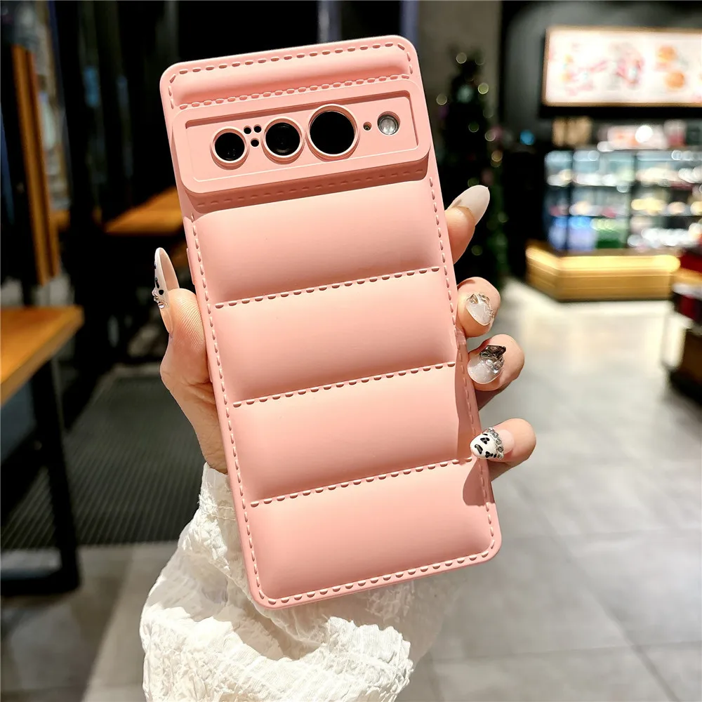 Puffer Down Jacket Airbag Liquid Soft Silicone Candy Padded Phone Case Cover