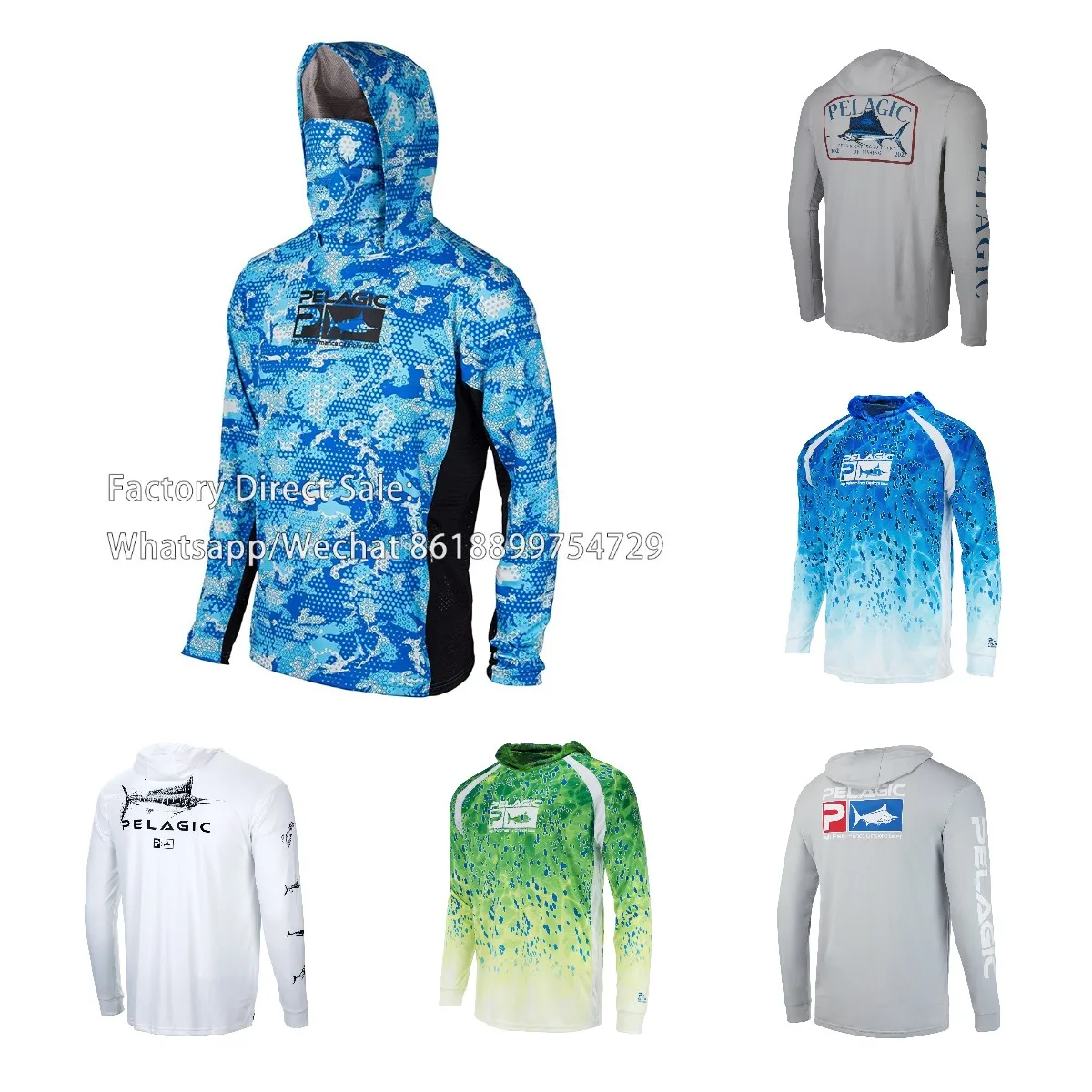 PelagicFishingShirtUpf50FishHoodiesCapUVProtectionLongSleeve