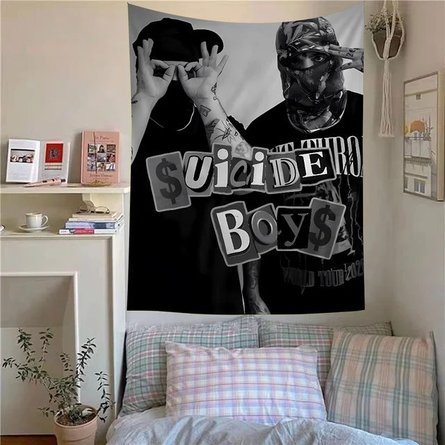 Singer S-Suicideboy Cartoon Tapestry Art Science Fiction Room Home Decor Wall Hanging Home Decor