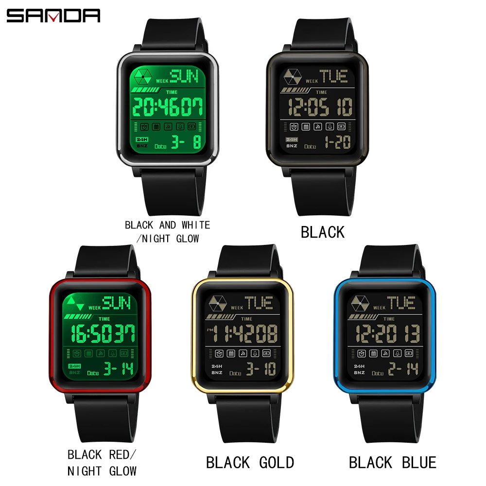 SANDA Digital Watch Men Military Army Sport Wristwatch Top Brand Luxury LED Stopwatch Waterproof Male Electronic Clock Gift 6159