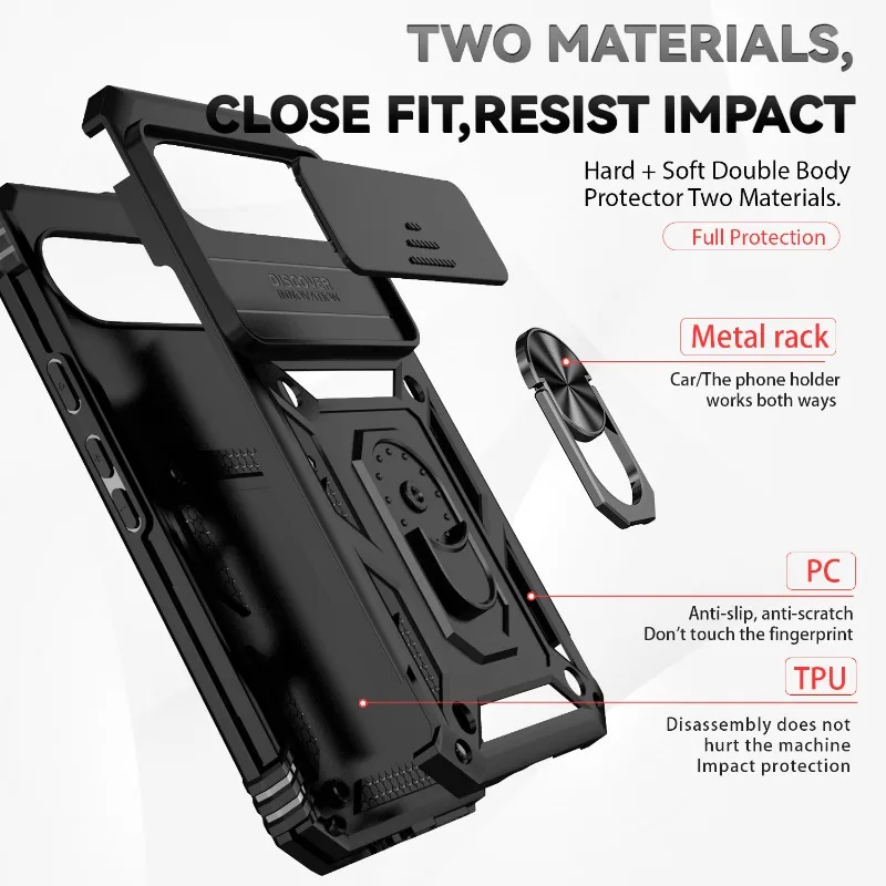 Enhanced Armor Ring Bracket Push Window Protection Phone Case Cover