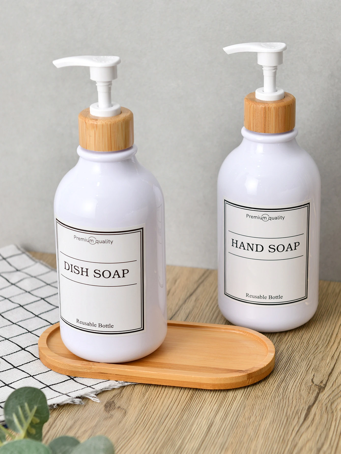 Simple Bamboo Wood Tray For Bathroom Shampoo Shower Gel Bottle Dispenser Soap Tray 1 pcs (Oval Rectangle)
